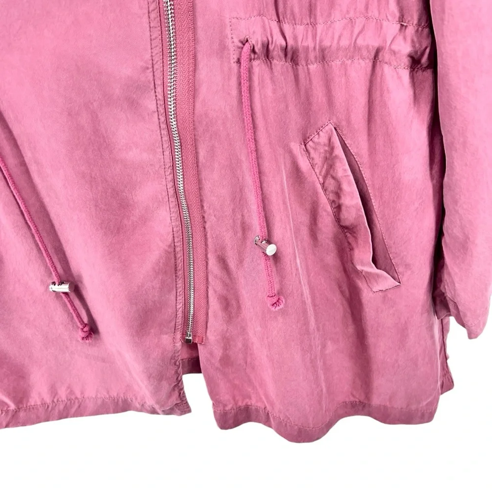 Anthropologie Melloday Short Trench Jacket Medium Dusty Rose Roll Tab Tie Waist - Picture 9 of 16